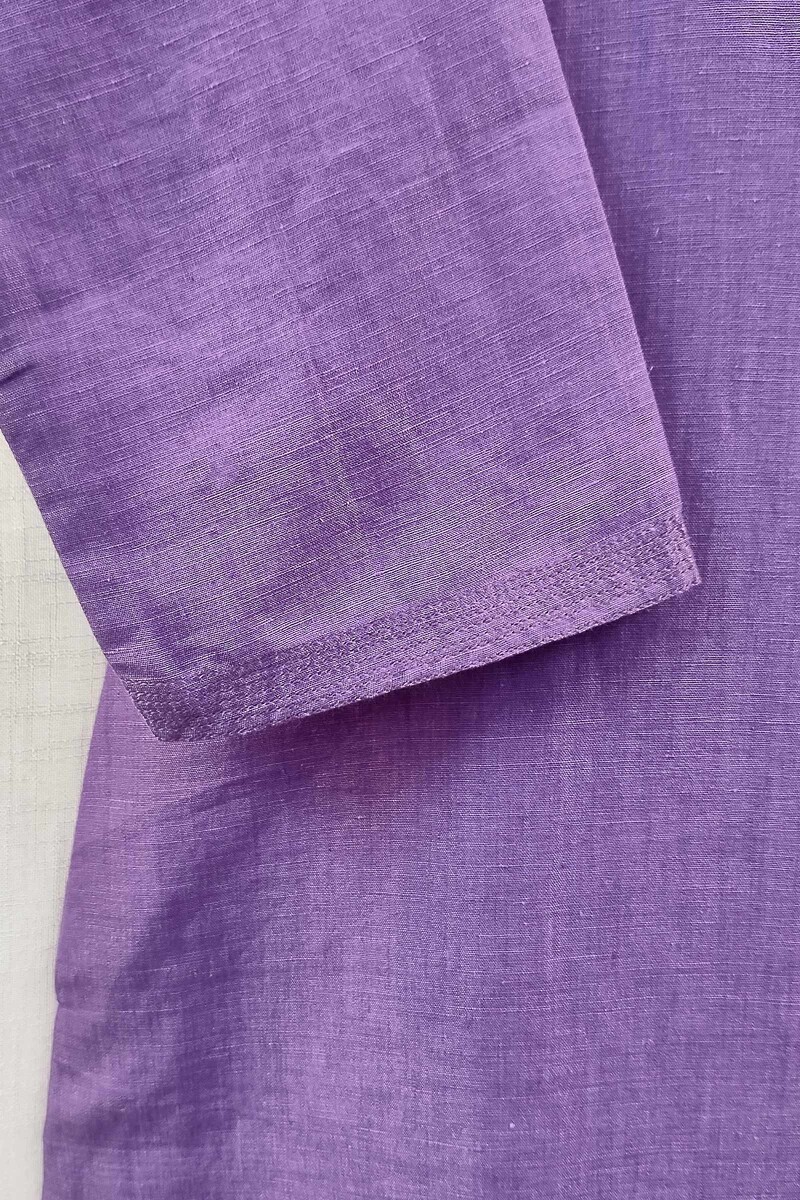 Purple Handcrafted Straight Handloom Cotton Kurta