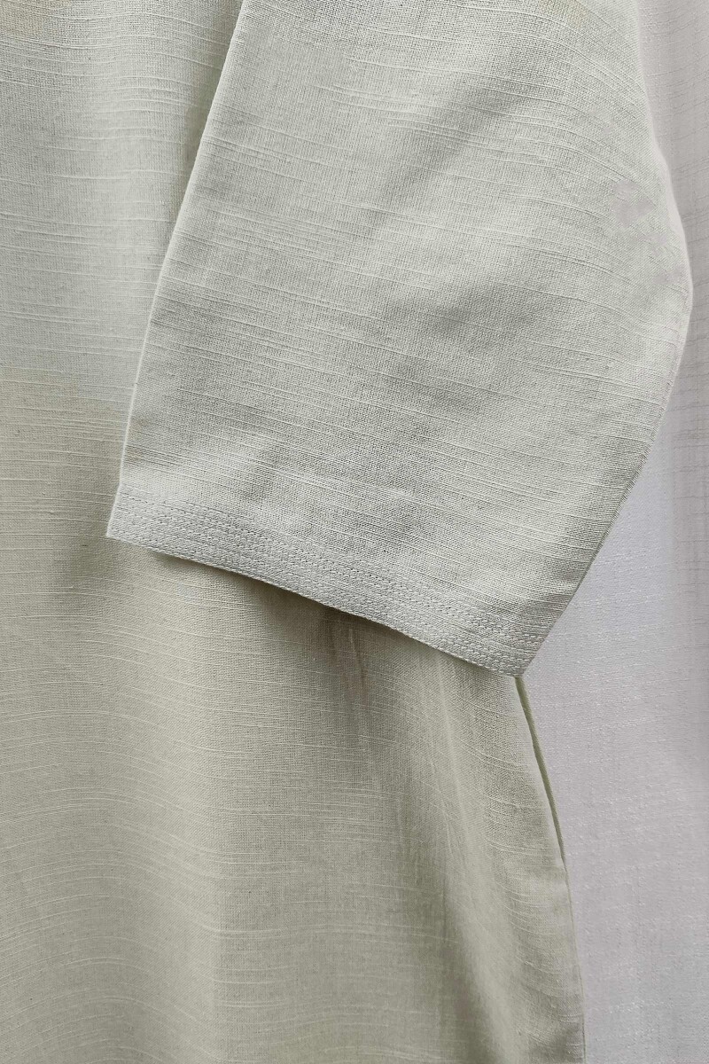 Light Beige Handcrafted Straight Handloom Cotton Kurta