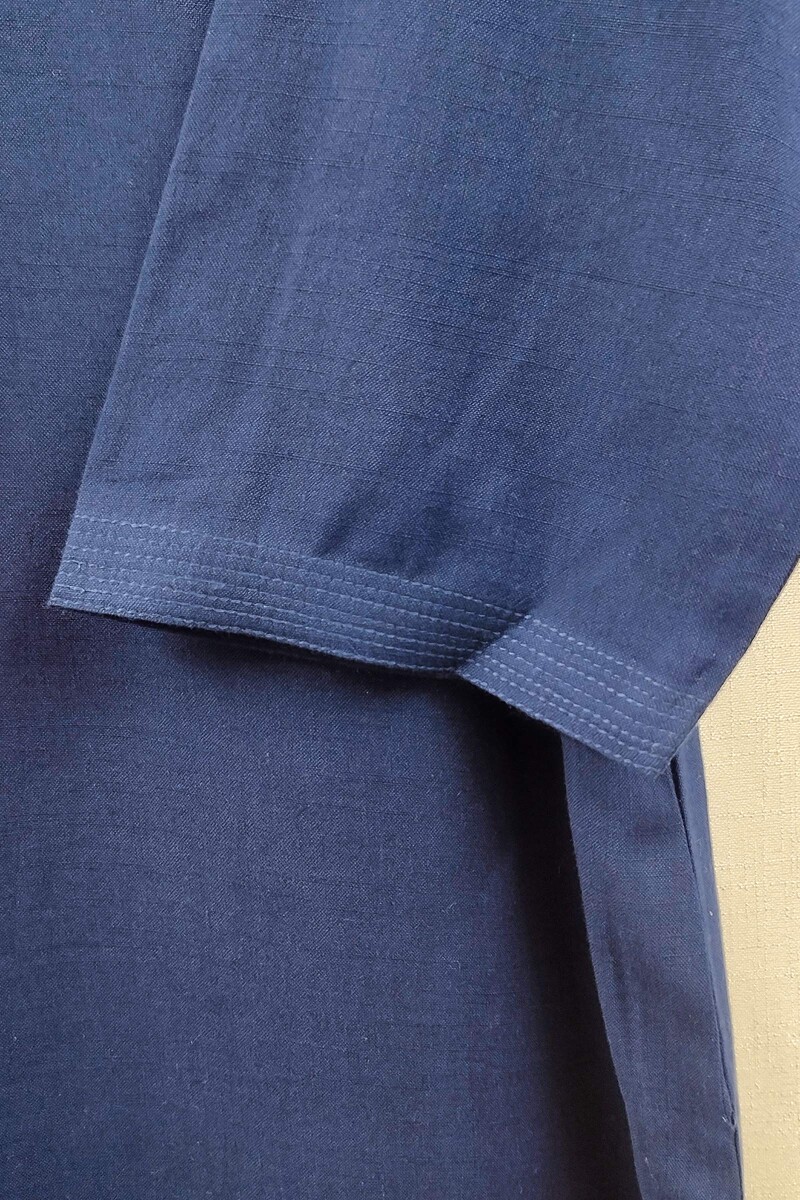 Navy Blue Handcrafted Straight Handloom Cotton Kurta