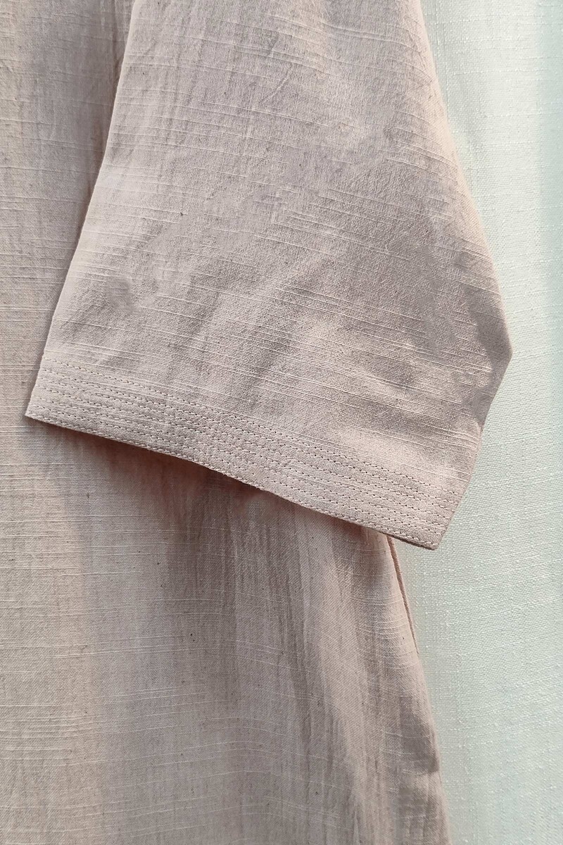 Rosy Brown Handcrafted Straight Handloom Cotton Kurta