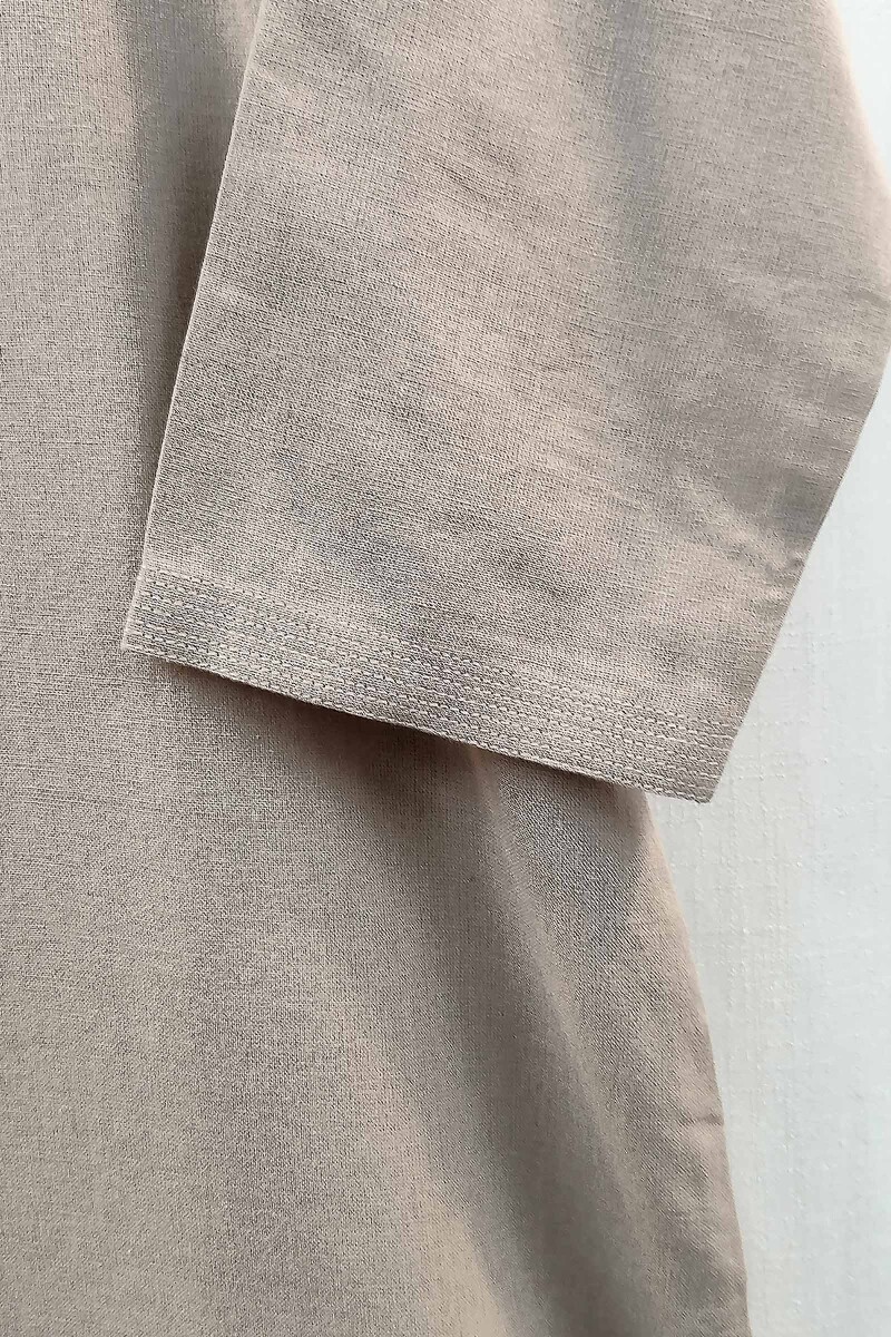 Light Brown Handcrafted Straight Handloom Cotton Kurta