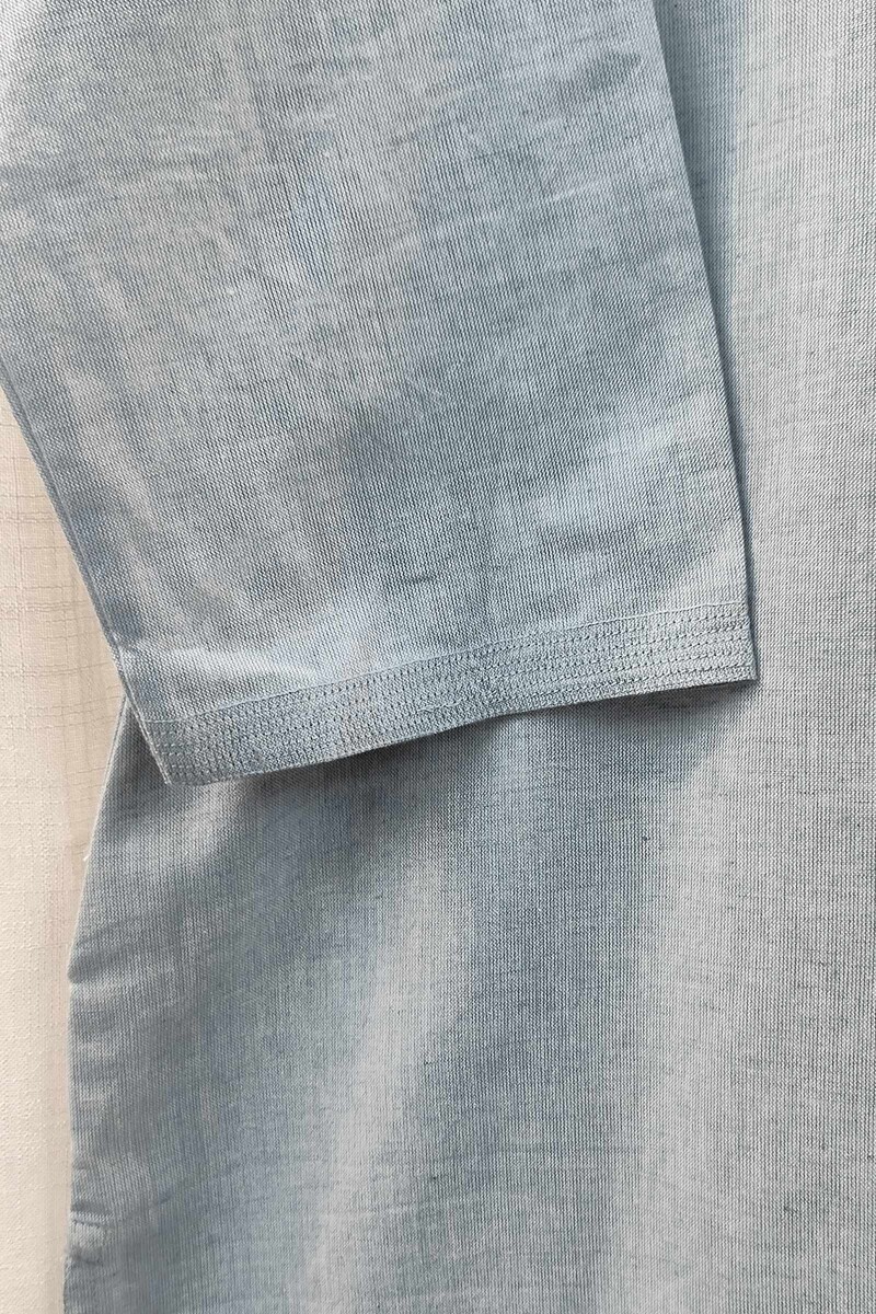 Sky Blue Handcrafted Straight Handloom Cotton Kurta