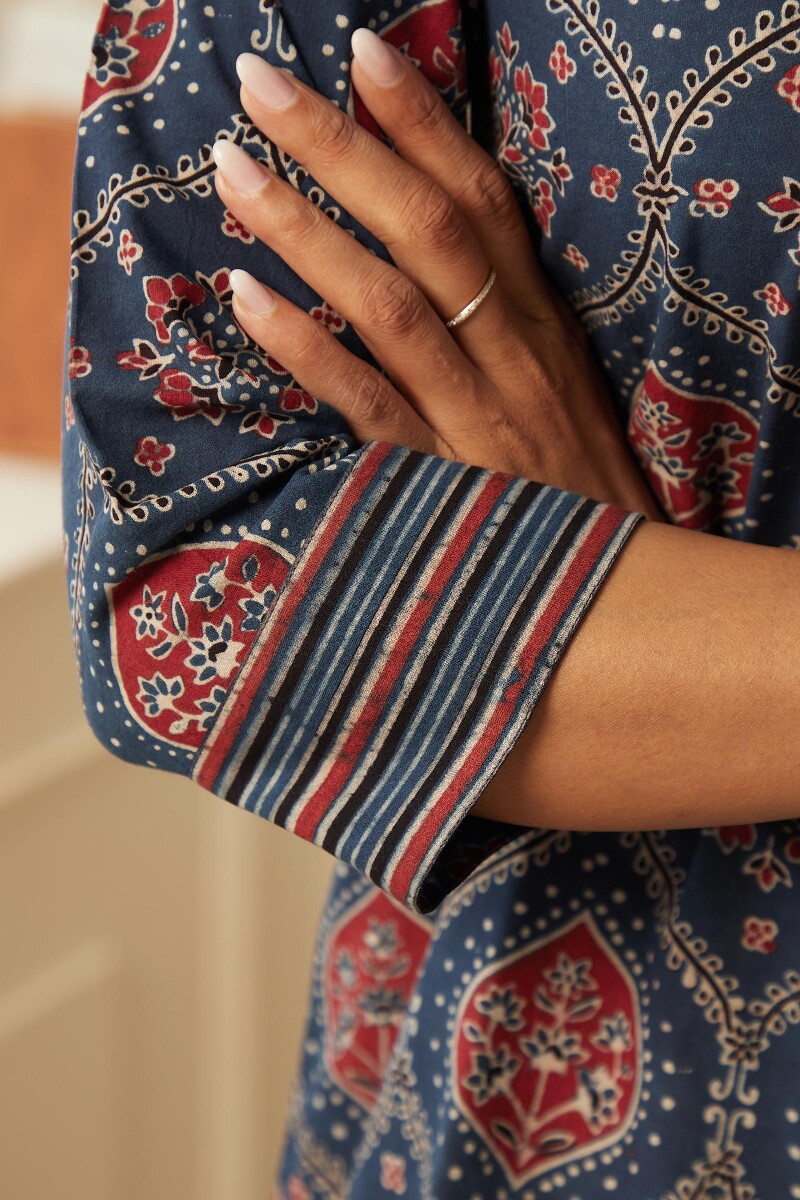 Ajrak Hand Block-Printed Cotton Top