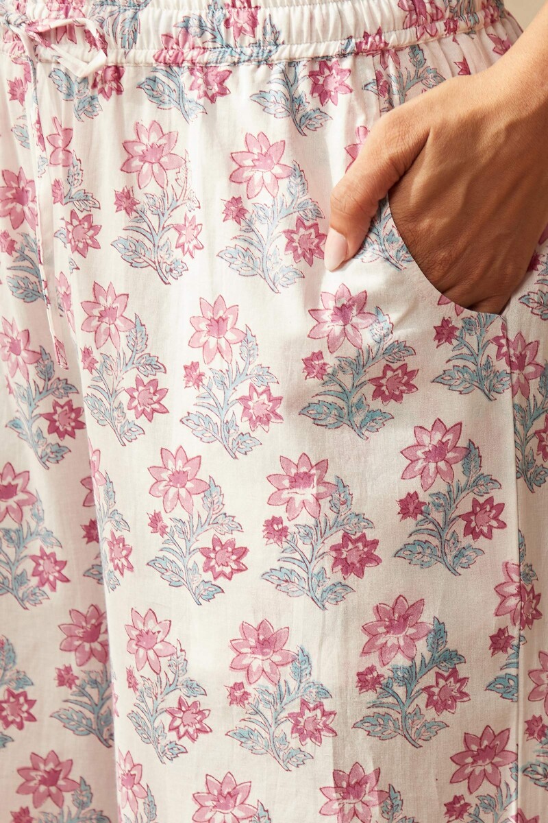 White Hand Block-Printed Cotton Farsi