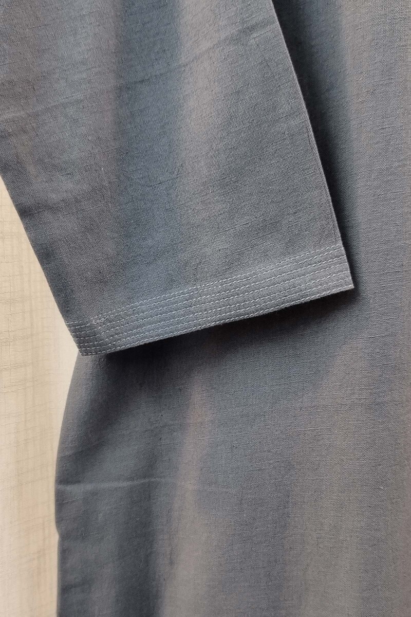 Dark Grey Handcrafted Straight Handloom Cotton Kurta