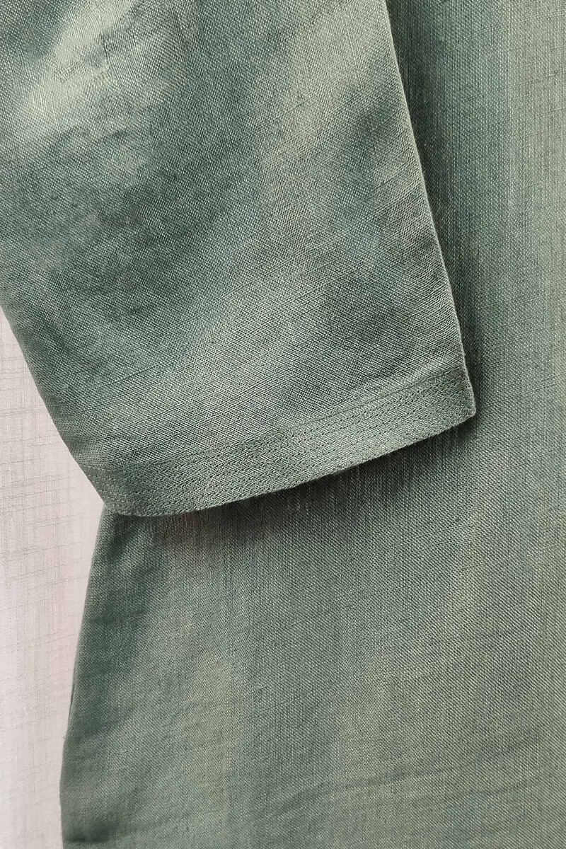 Dark Green Handcrafted Straight Handloom Cotton Kurta
