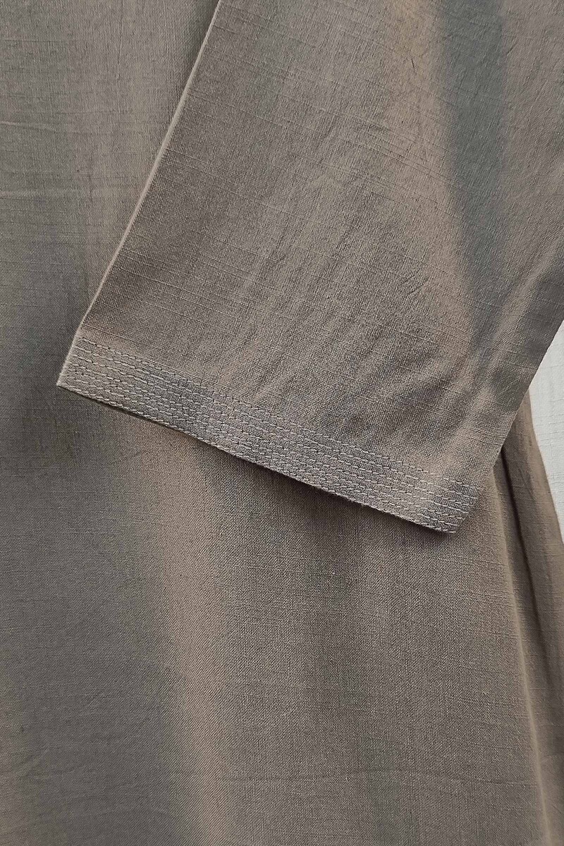 Dark Khaki Handcrafted Straight Handloom Cotton Kurta