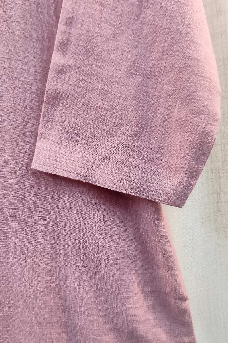 Rose Pink Handcrafted Straight Handloom Cotton Kurta