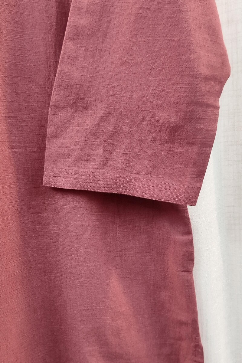 Light Maroon Handcrafted Straight Handloom Cotton Kurta