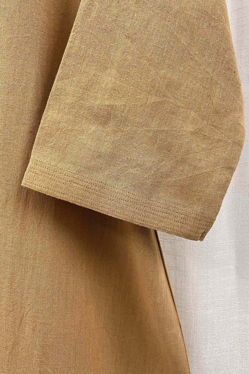 Light Brown Handcrafted Straight Handloom Cotton Kurta