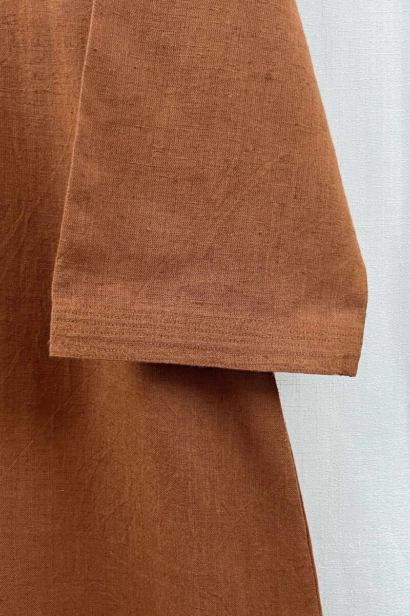 Rust Handcrafted Straight Handloom Cotton Kurta