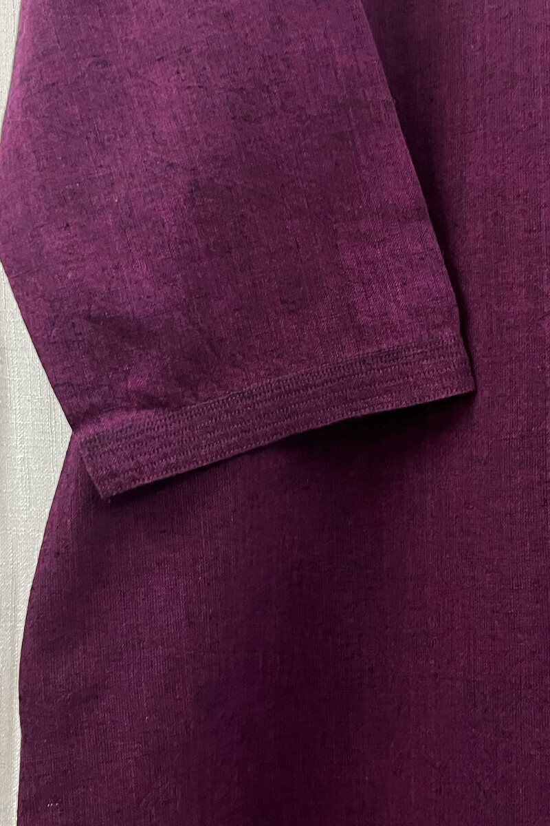 Dark Purple Handcrafted Straight Handloom Cotton Kurta