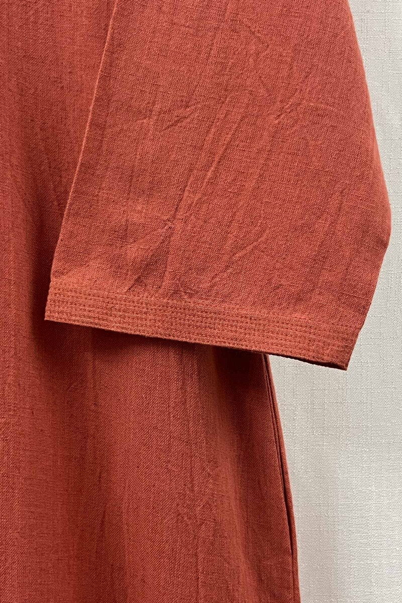 Peach Handcrafted Straight Handloom Cotton Kurta