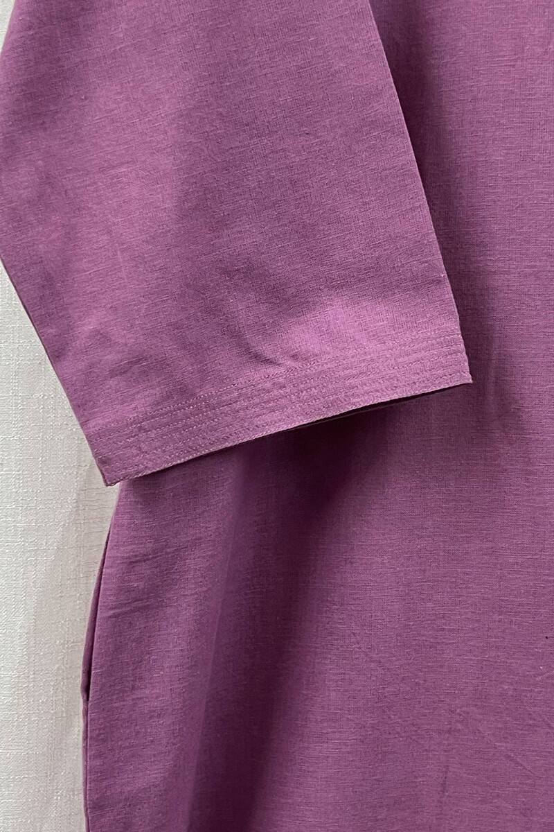 Purple Straight Handcrafted Handloom Cotton Kurta