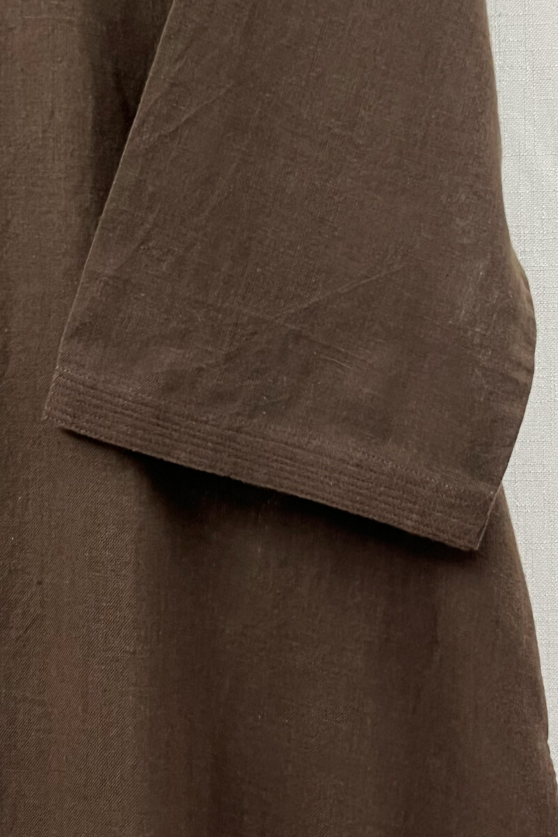 Dark Brown Handcrafted Straight Handloom Cotton Kurta