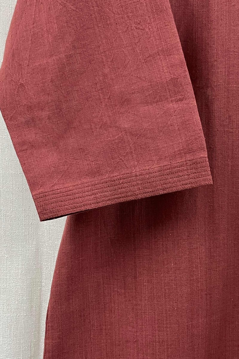 Mauve Handcrafted Straight Handloom Cotton Kurta