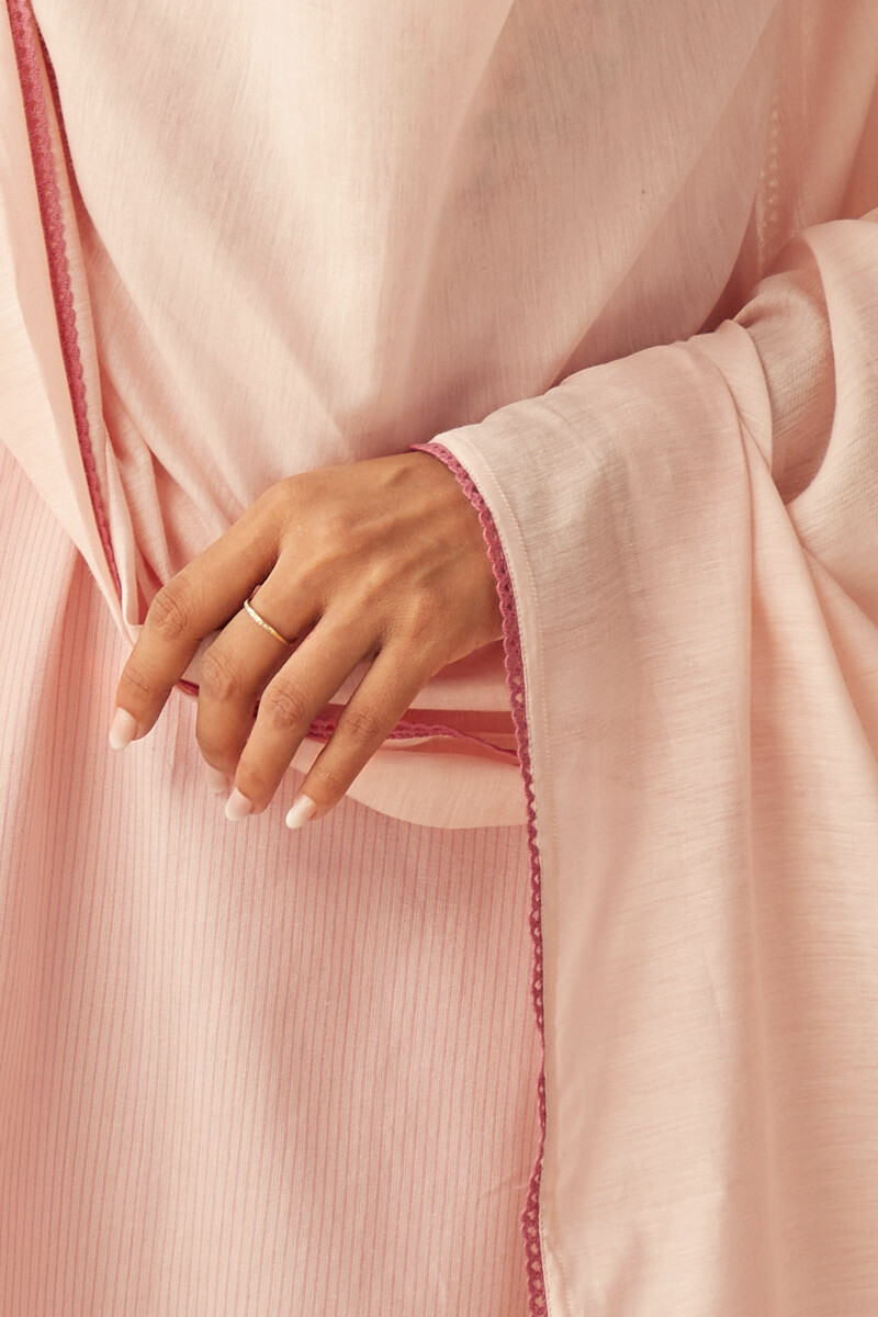 Pink Handcrafted Cotton Silk Dupatta
