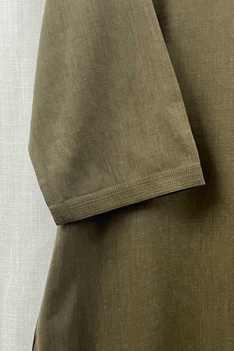 Dark Khaki Handcrafted Straight Handloom Cotton Kurta