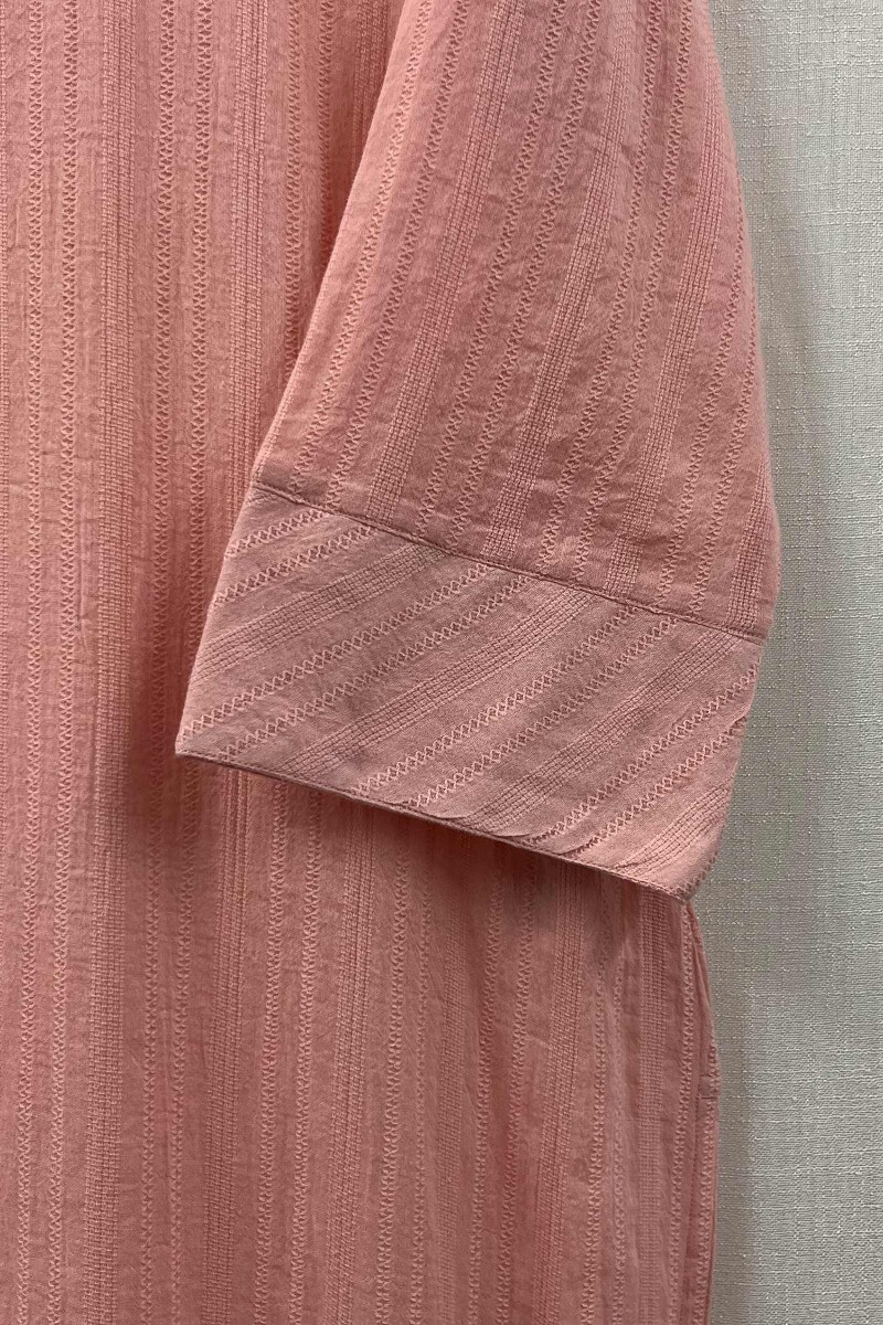 Peach Handcrafted Straight Cotton Dobby Kurta