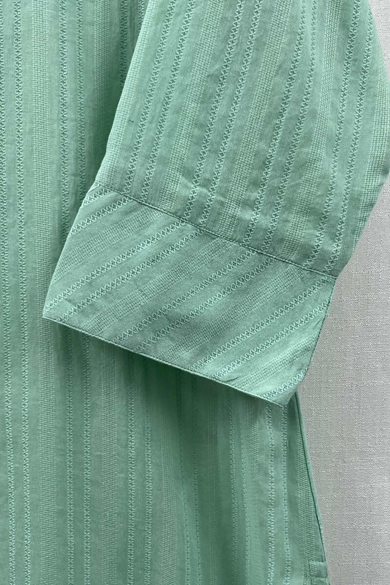 Mint Green Handcrafted Straight Cotton Kurta