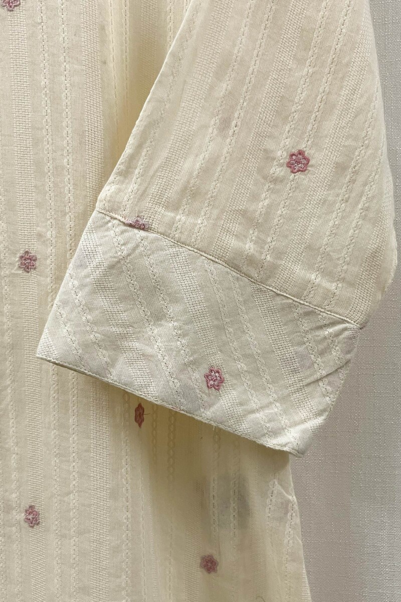 Cream Handcrafted Straight Cotton Kurta
