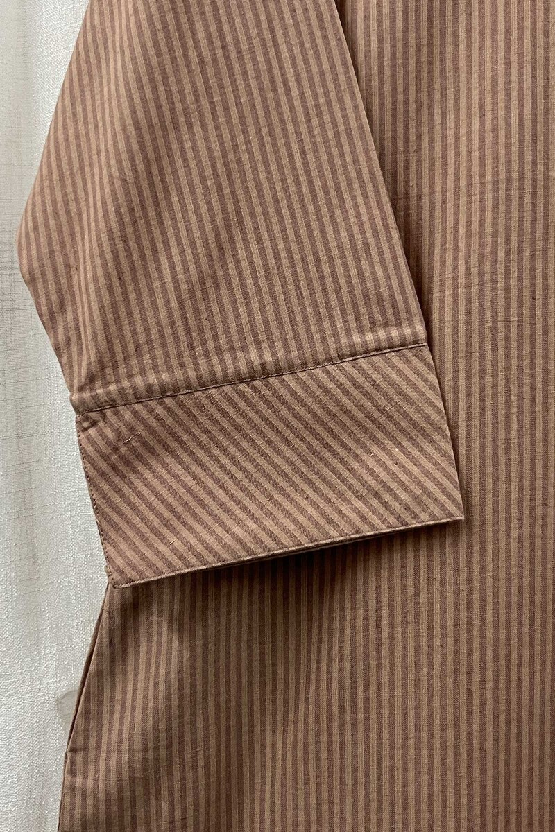 Brown Handcrafted Straight Handloom Cotton Kurta
