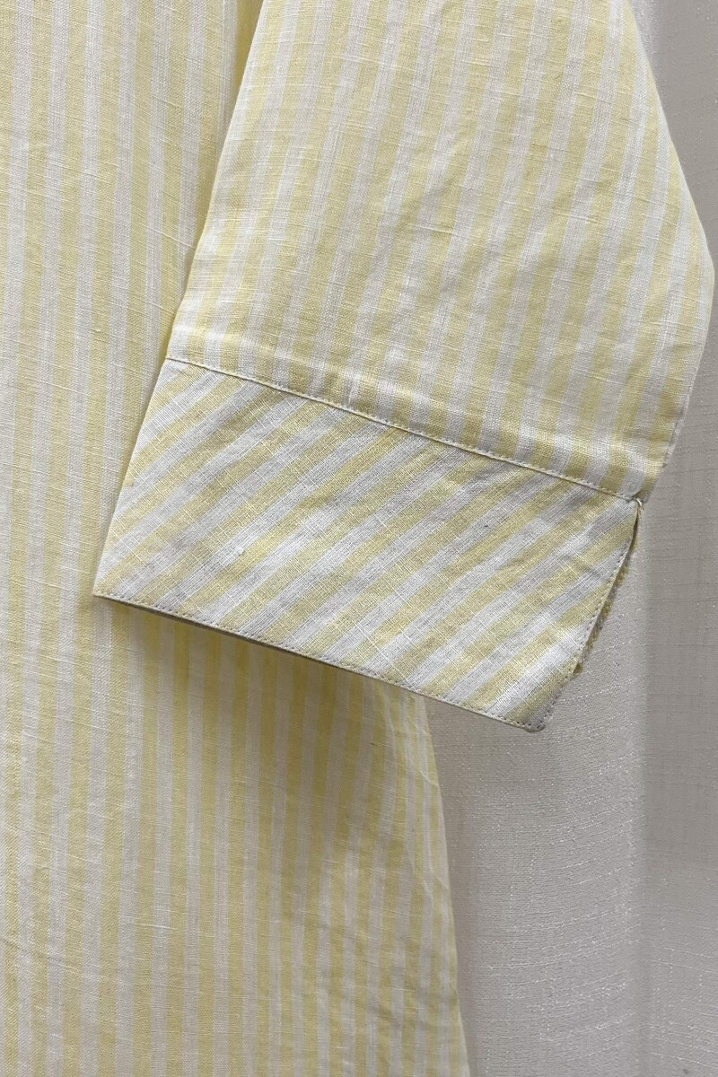 Yellow Handcrafted Straight Pure Linen Kurta