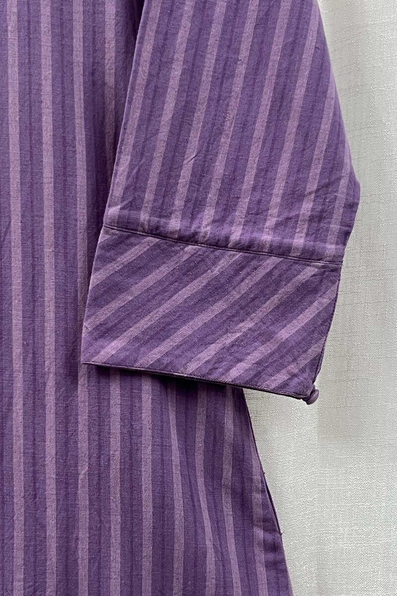 Purple Handcrafted Straight Handloom Cotton Kurta