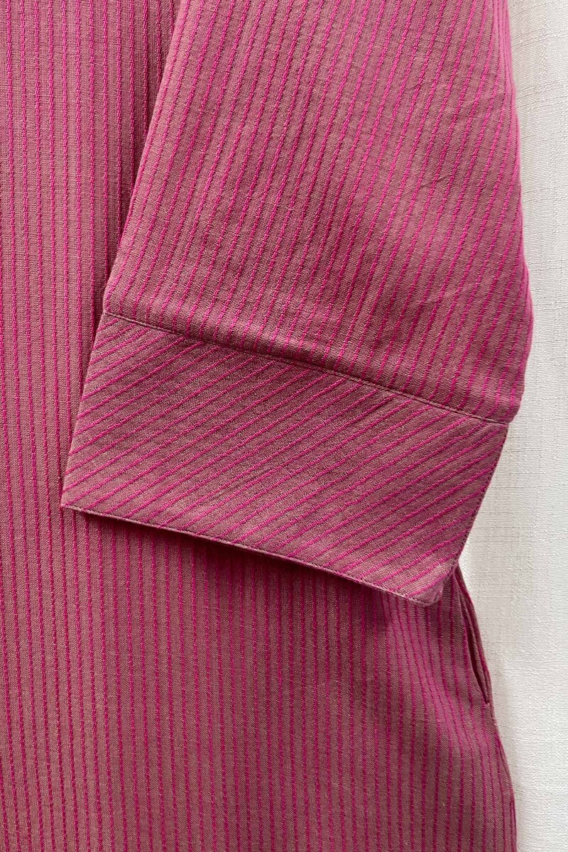 Dark Pink Handcrafted Straight Handloom Cotton Kurta