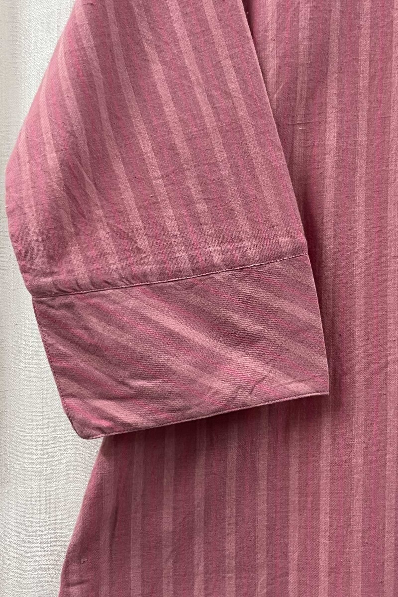 Pink Handcrafted Straight Handloom Cotton Kurta