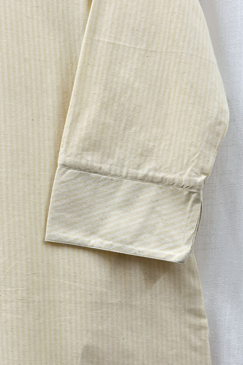 Yellow Handcrafted Straight Handloom Cotton Kurta