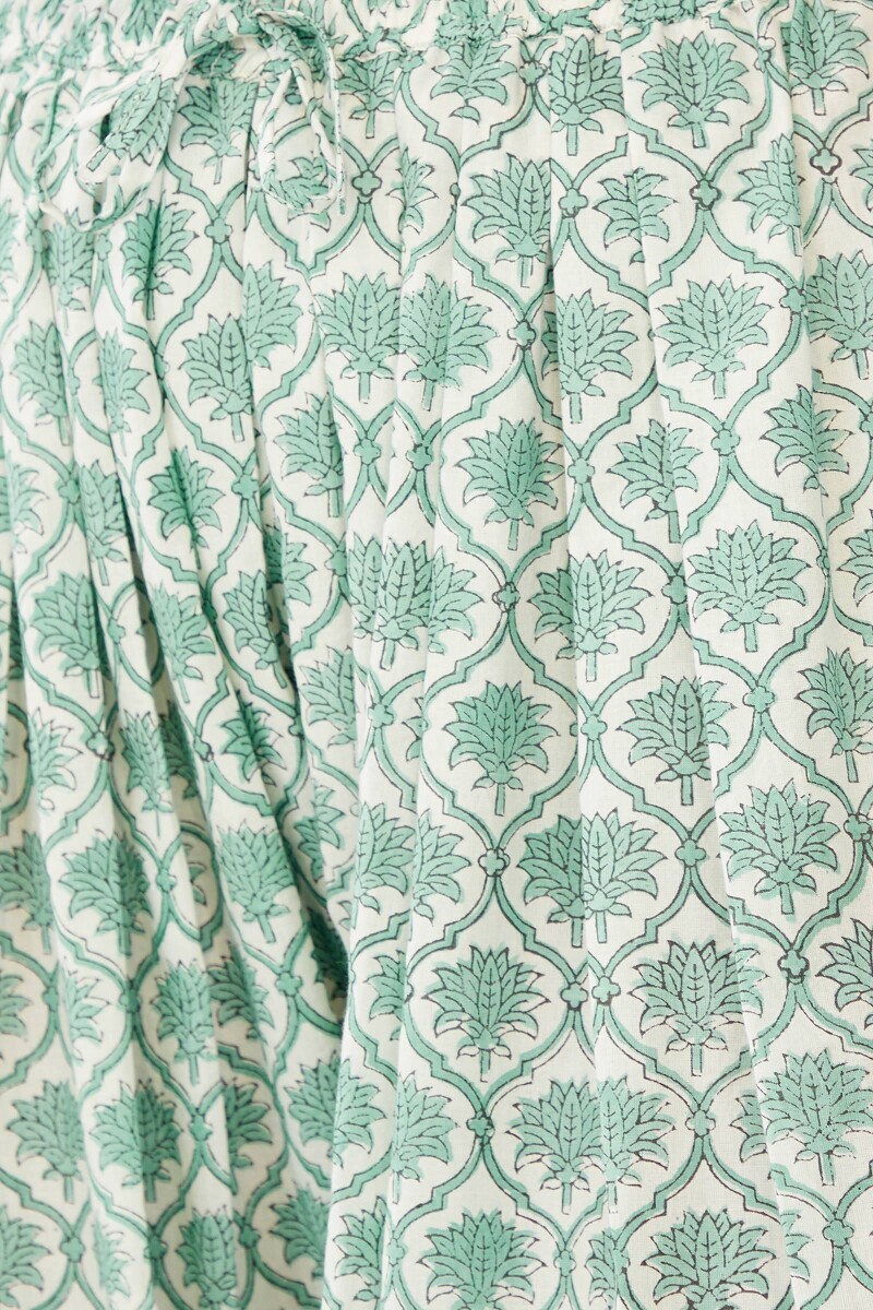 Green Hand Block-Printed Cotton Salwar
