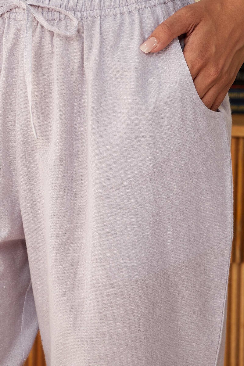 Purple Handcrafted Cotton Narrow Pants