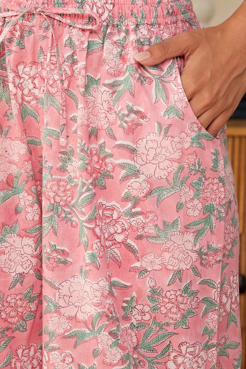 Pink Hand Block-Printed Cotton Farsi