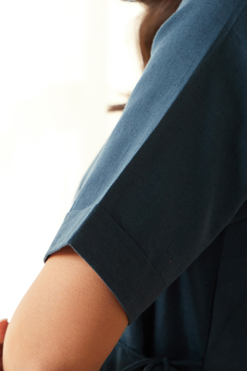 Blue Handcrafted Cotton Linen Dress