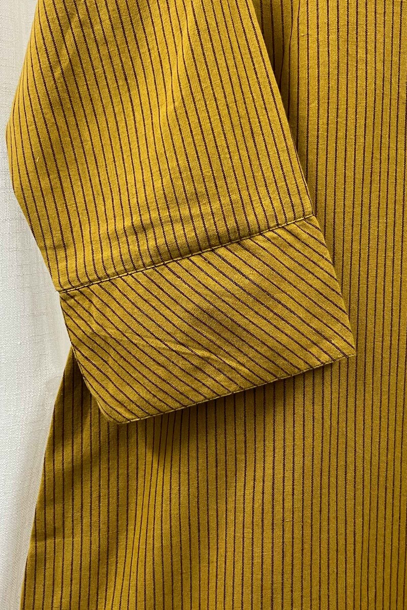 Dark Yellow Handcrafted Straight Handloom Cotton Kurta