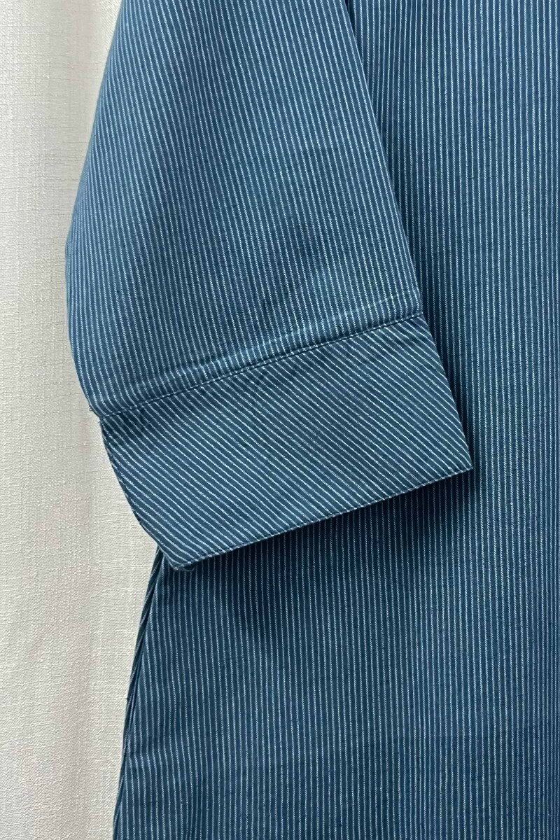Dark Blue Handcrafted Straight Handloom Cotton Kurta