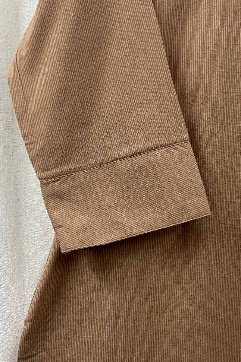 Brown Handcrafted Straight Handloom Cotton Kurta