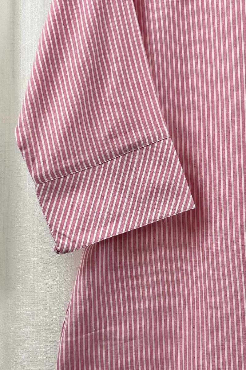Pink Handcrafted Straight Handloom Cotton Kurta
