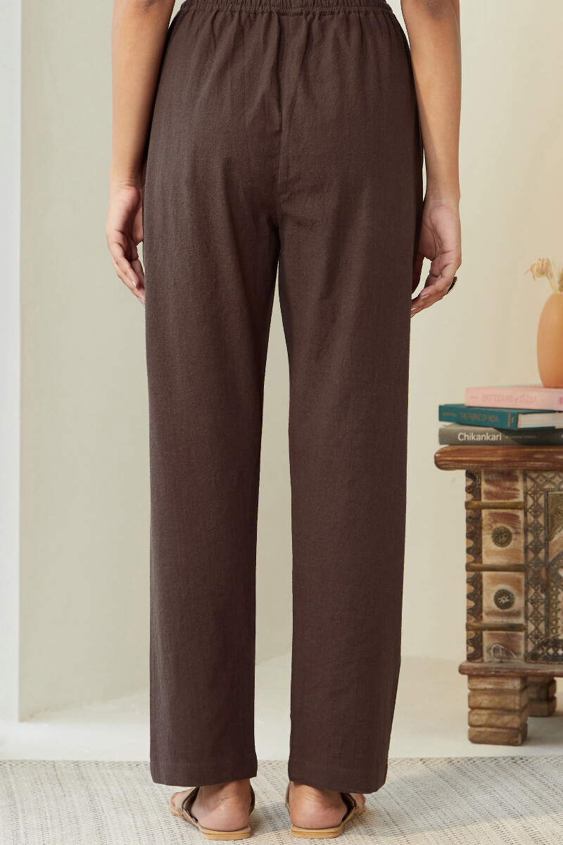 Brown Handcrafted Cotton Linen Pants