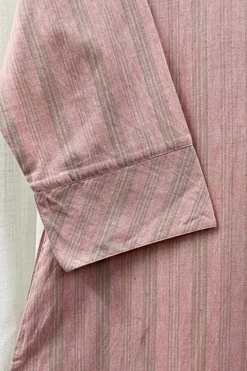 Pink Handcrafted Straight Handloom Cotton Kurta