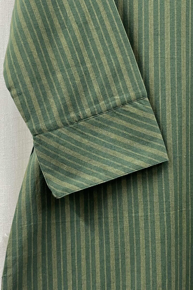 Dark Green Handcrafted Straight Handloom Cotton Kurta