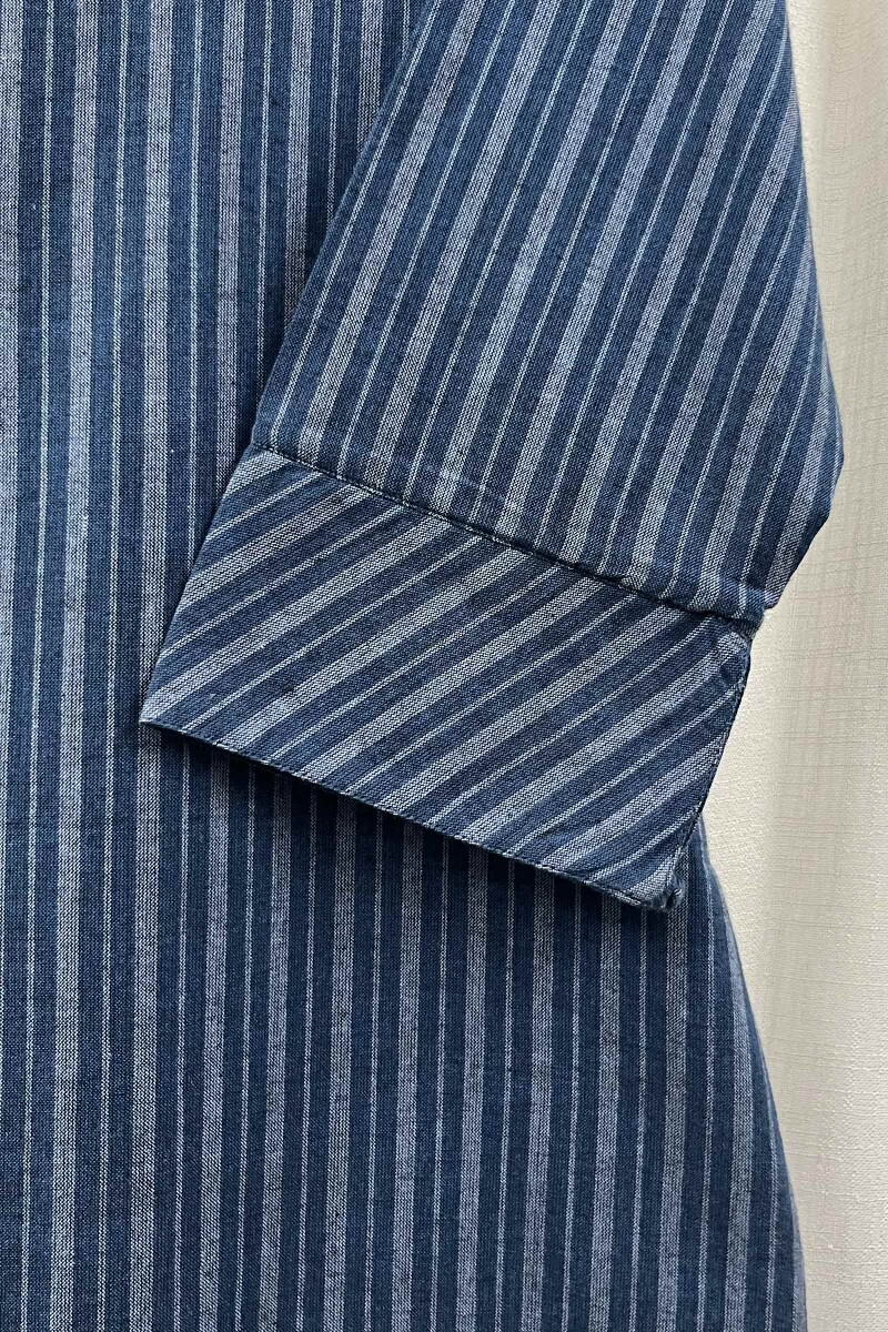 Blue Handcrafted Straight Handloom Cotton Kurta