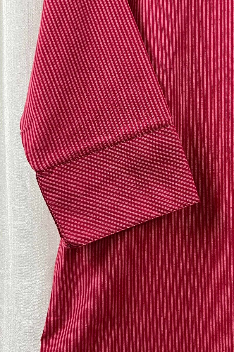 Red Handcrafted Straight Handloom Cotton Kurta
