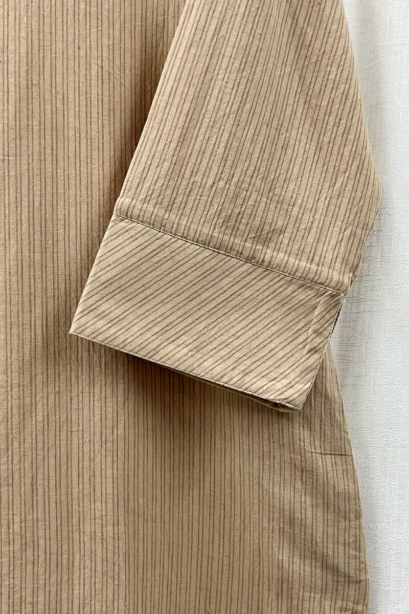 Beige Handcrafted Straight Handloom Cotton Kurta