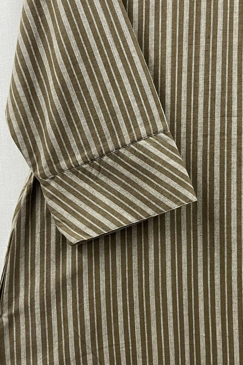Dark Khaki Handcrafted Straight Handloom Cotton Kurta