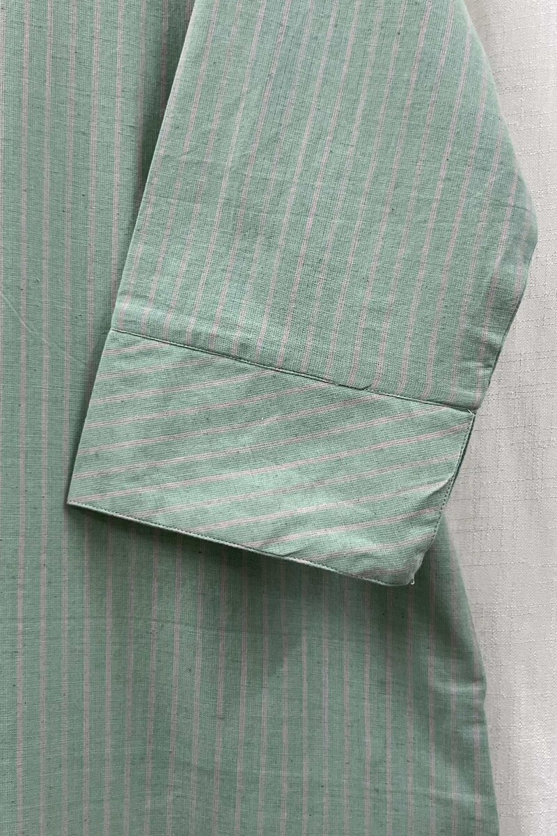 Mint Green Handcrafted Straight Handloom Cotton Kurta