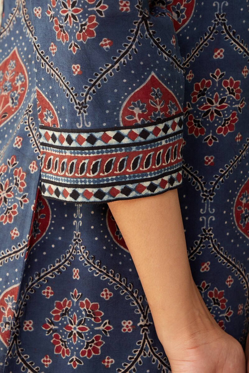 Ajrak Hand Block-Printed Straight Cotton Kurta