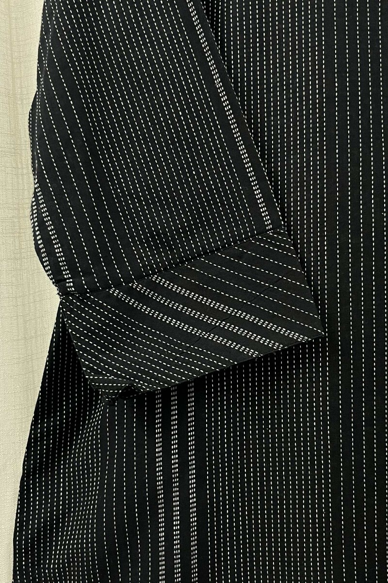 Black Handcrafted Straight Handloom Cotton Kurta