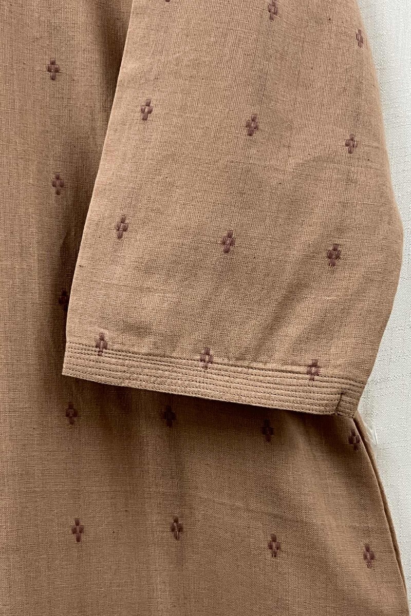 Brown Handcrafted Straight Handloom Cotton Kurta